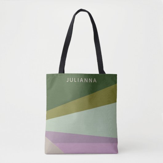 Tote Bag Moderne géométrique violet vert chic personnalisé (Devant)