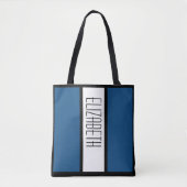 Tote Bag Moderne Gras Bloc Personnalisé Nom Classique Bleu (Devant)