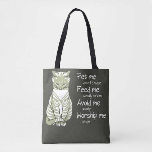 Tote Bag Moderne Gris Funny Chat Phrase Peinture pour anima (Devant)