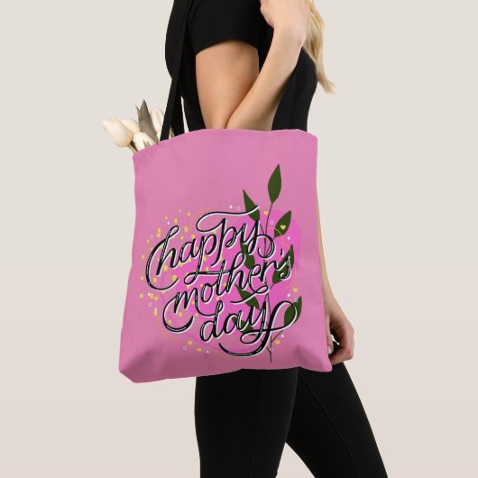 Tote Bag Moderne Joyeuse Fête des Mères (De près)