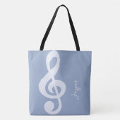 Tote Bag Moderne Minimal Pastel Bleu Musique Symbole Nom (Devant)