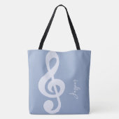 Tote Bag Moderne Minimal Pastel Bleu Musique Symbole Nom (Dos)