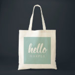 Tote Bag Moderne Minimale Vert Et Blanc Bonjour Et Vous Nom<br><div class="desc">Moderne Minimale Vert Et Blanc Bonjour Et Vous Nom</div>