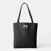 Tote Bag Moderne minimaliste tendance noir deux monogrammes (Dos)