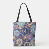 Tote Bag Moderne Monogramme Chic Couleur Personnalisé (Dos)