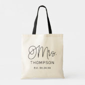 Tote Bag Moderne monogramme de mariage avec date Mme (Dos)