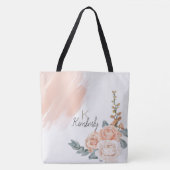 Tote Bag Moderne Monogramme Initial Nom Floral Rose Boho (Devant)