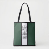 Tote Bag Moderne Monogramme Nom Tendance Vert Noir Blanc (Devant)