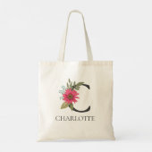 Tote Bag Moderne monogramme personnalisable floral  (Dos)