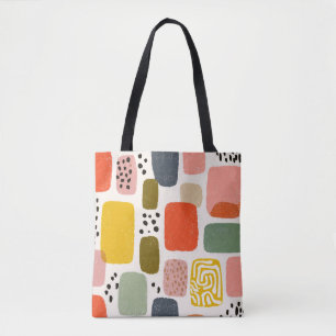 Tote Bag Moderne motif abstrait bohème aquarelle Coloré