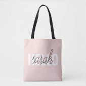 Tote Bag Moderne Pastel Rose Bonjour Et Vous Nom (Devant)