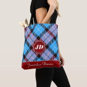 Tote Bag Moderne Plaid Tartan Nom en écriture monogramme à  (De près)