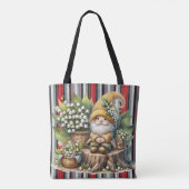 Tote Bag Moderne rayé avec gnome  (Dos)