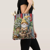 Tote Bag Moderne rayé avec gnome  (De près)