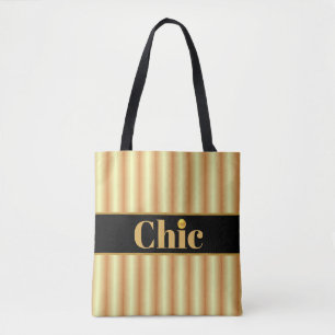 Tote Bag Moderne rayé noir et or