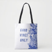Tote Bag Moderne Rétro Bleu Lotus Mandala Good Vibes Fourre (Devant)