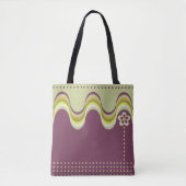 Tote Bag Moderne Retro violet vert Super géométrique Floral (Devant)