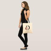 Tote Bag Moderne rose Boho floral initial D (Devant (modèle))
