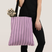 Tote Bag Moderne rose et mauve rayé (De près)