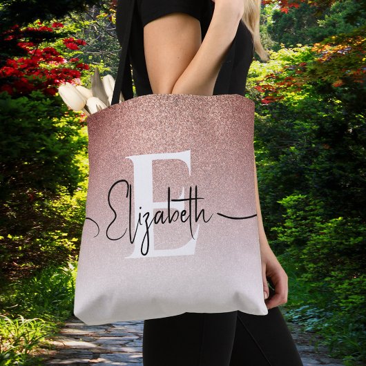 Tote Bag Moderne Rose Parties scintillant or Ombre de luxe 