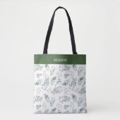 Tote Bag Moderne Sage Green Eucalyptus Personnalisé (Devant)