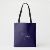 Tote Bag Moderne Simple Marine & Blanc Script Minimal (Devant)
