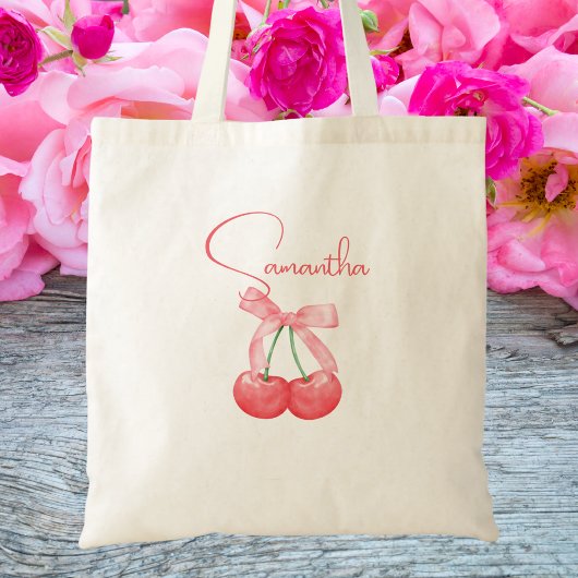 Tote Bag Moderne tendance Cute Rose Bow & Cherries