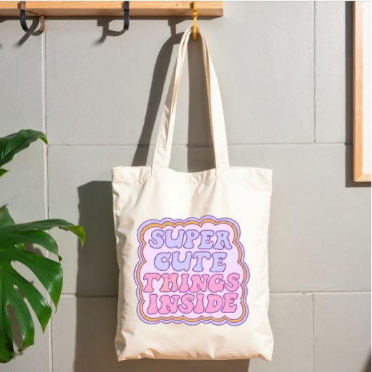 Tote Bag Moderne Texte Mignon Lilas Rose Clair