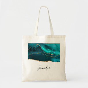 Tote Bag Moderne Turquoise & Or Agate Pierre Conception abs