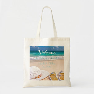 Tote Bag Moderne Turquoise Summer Beach Mariage Faveur