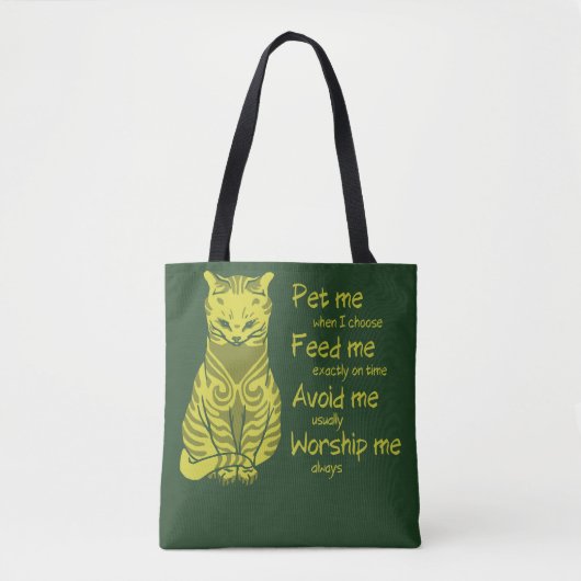 Tote Bag Moderne Vert Jaune Funny Chat Phrase Peinture pour (Devant)