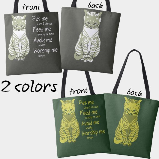 Tote Bag Moderne Vert Jaune Funny Chat Phrase Peinture pour