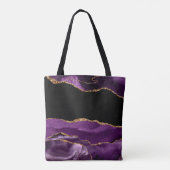 Tote Bag Moderne violet noir Agate Crystal Personnaliser le (Dos)