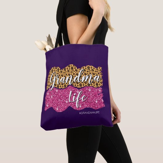 Tote Bag Modifier le texte Ajouter le nom #GrandmaLife Gran (De près)