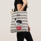Tote Bag Moi plus Bordure Collie égal Aimer mignon Fourre-t (De près)
