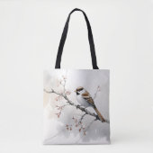 Tote Bag Moineau sur branche de printemps (Devant)