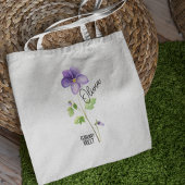 Tote Bag Mois des fleurs de naissance Février Violet Nom Sa