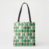 Tote Bag Moitiés ovales rayées vertes (Devant)