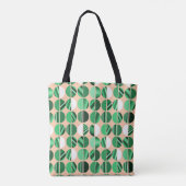 Tote Bag Moitiés ovales rayées vertes (Dos)