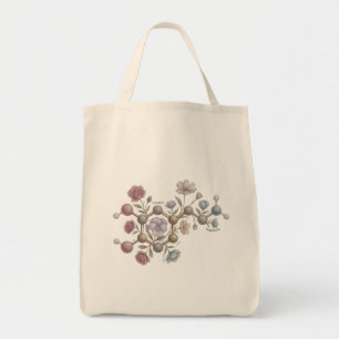 Tote Bag Molécule de dopamine à l'aquarelle Floral Neurodiv