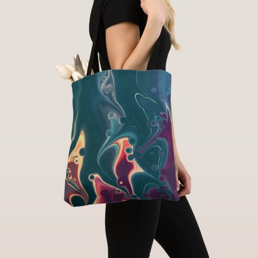 Tote Bag Molten Waves in Midnight Motion (De près)