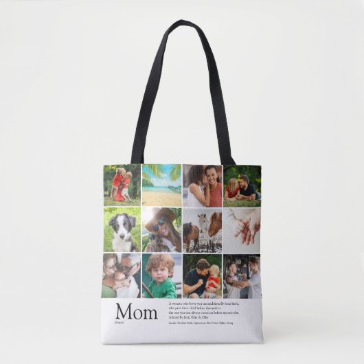 Tote Bag Mom Definition Quote 12 Photo Collage (Devant)