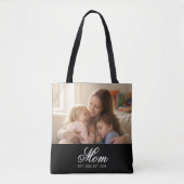 Tote Bag Mom Established Black Elegant Script Photo (Devant)