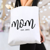 Tote Bag Mom Established Black Script Mother's