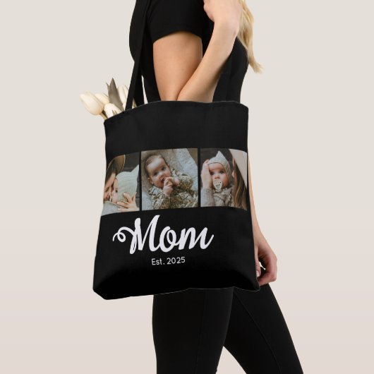 Tote Bag Mom Established Modern Bold Script Black 3 Photo (De près)