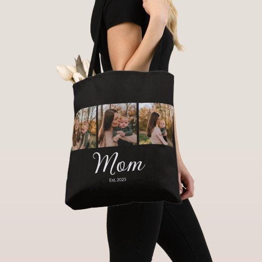 Tote Bag Mom Established Script Black 3 Photo (De près)