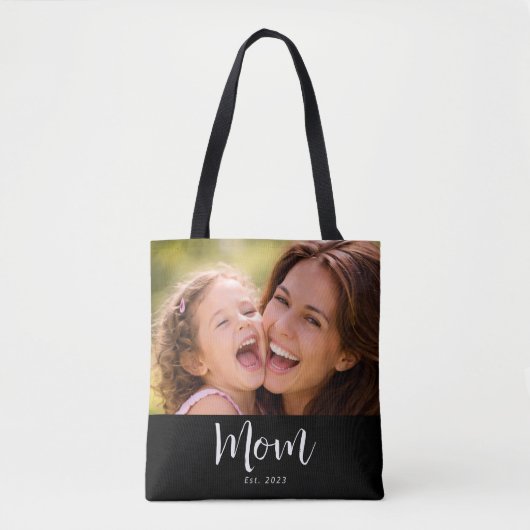 Tote Bag Mom Established Script Black Photo (Devant)