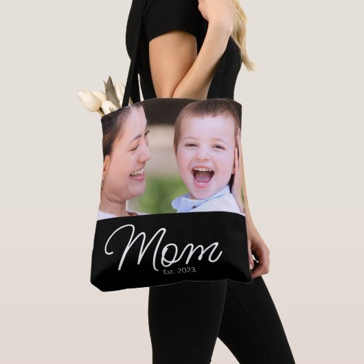 Tote Bag Mom Established Script Black Photo (De près)