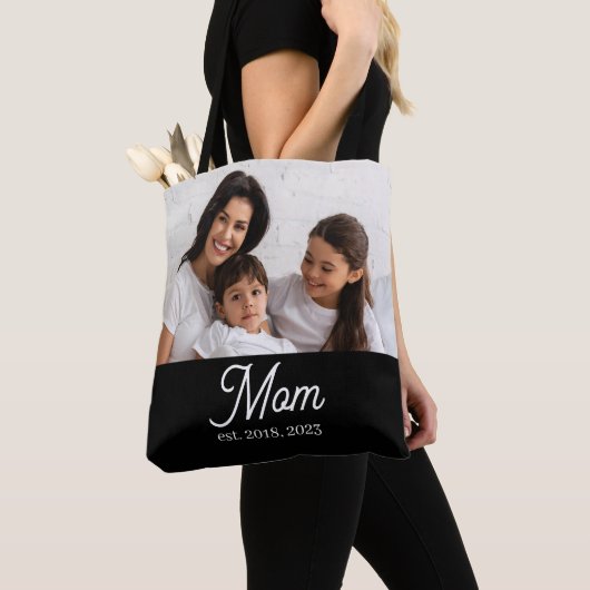 Tote Bag Mom Established Script Black Photo (De près)