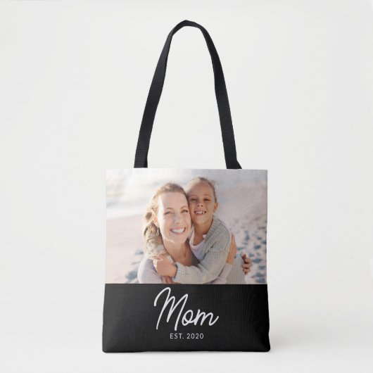 Tote Bag Mom Established Script Black Photo (Devant)